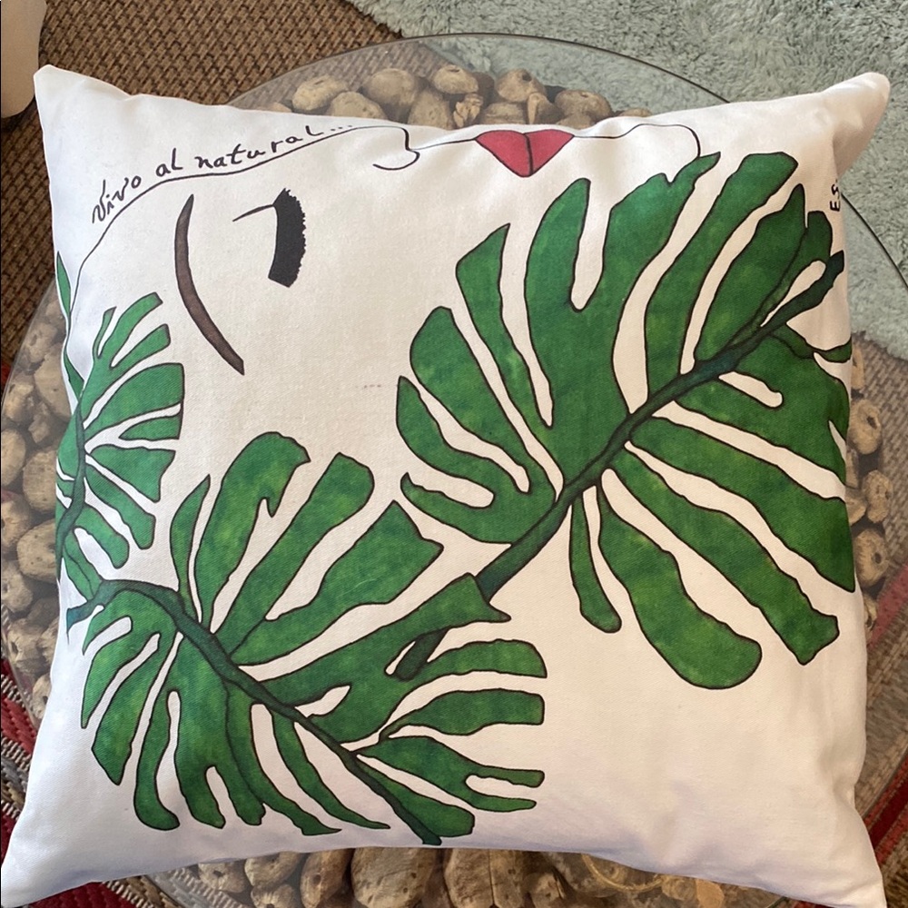 Artistic Green Leaf Throw Pillow